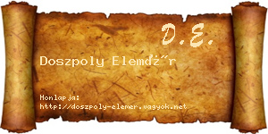 Doszpoly Elemér névjegykártya